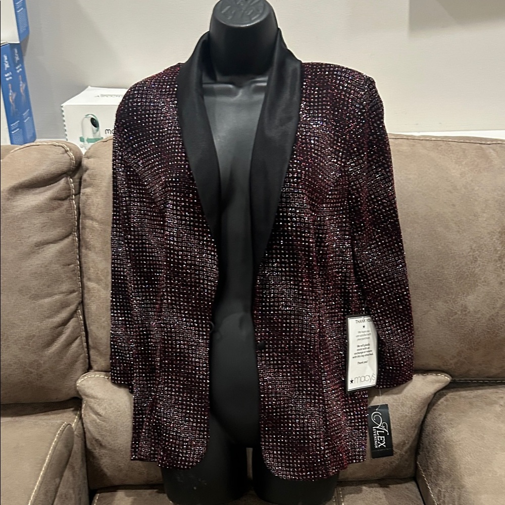 Cachet Black and Red Sequin Blazer
